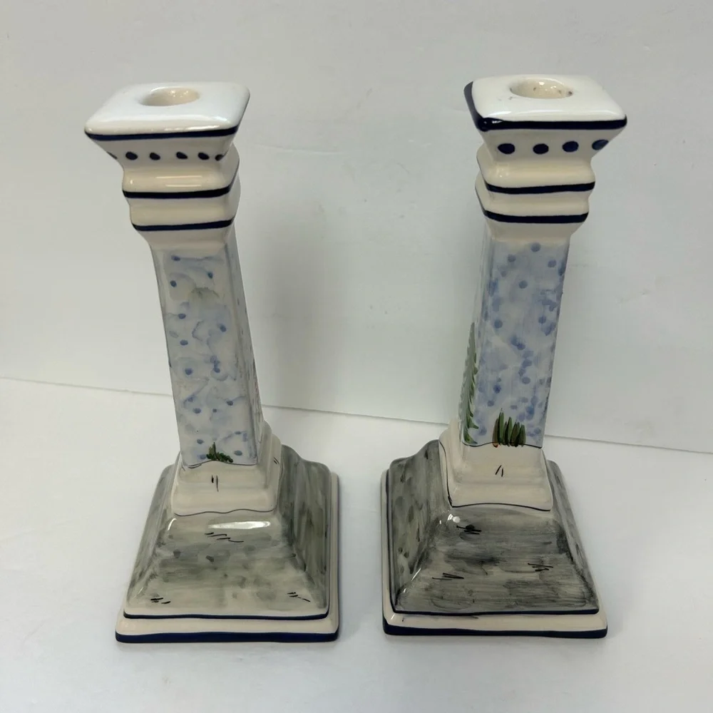 Vintage RCCL Portugal Tapered Hand Painted Candle Holders
